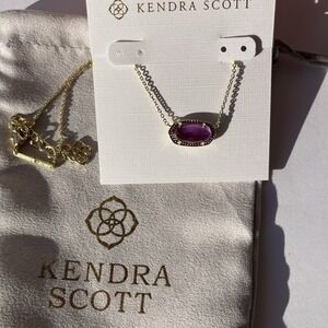 💜Kendra Scott Elisa Gold plated Purple Short Necklace Pendant new✨